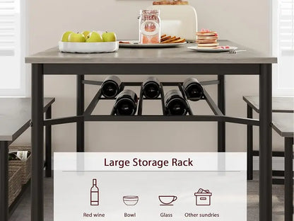 Dining Table Set for 4 with Bench & Storage