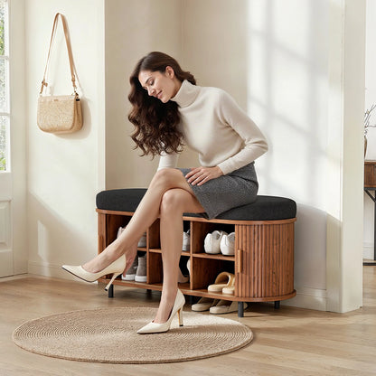 3-Tier Shoe Storage Bench with Cushion