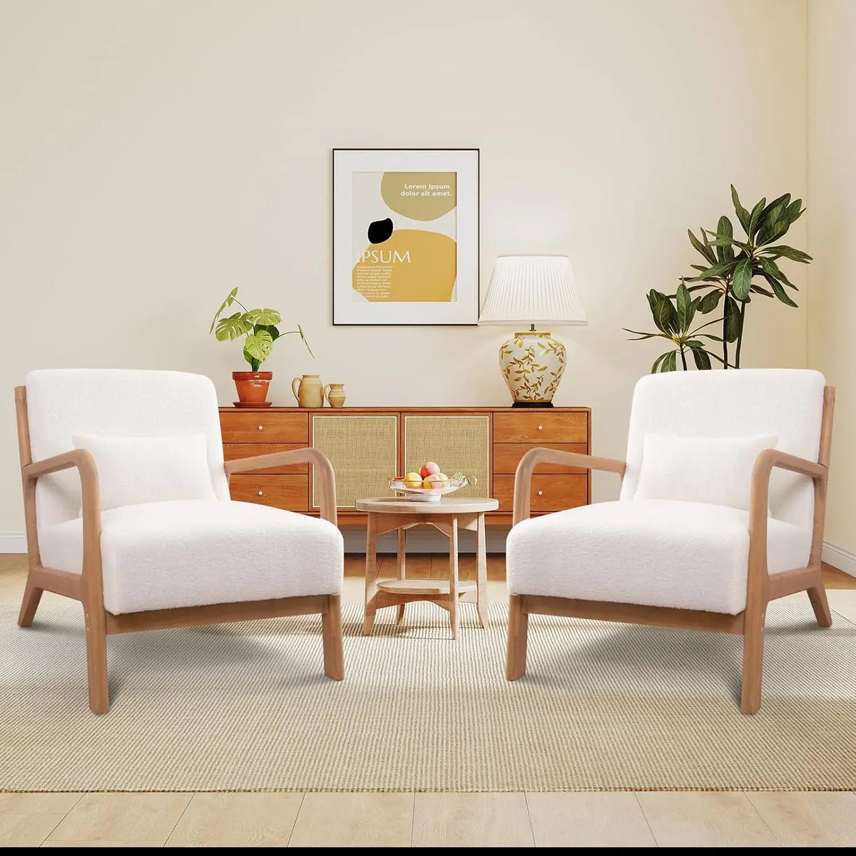 Mid-Century Accent Chair with Wood Frame