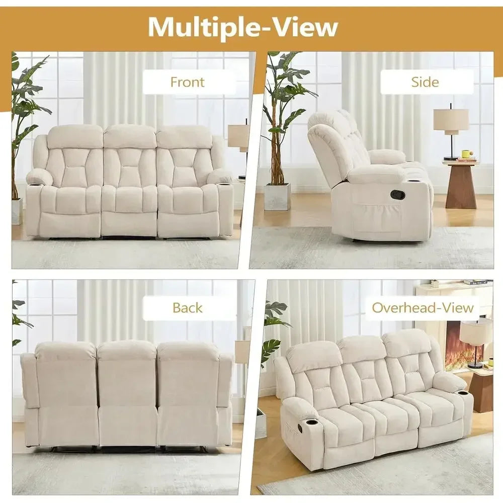 Chenille Reclining 3-Seat Sofa