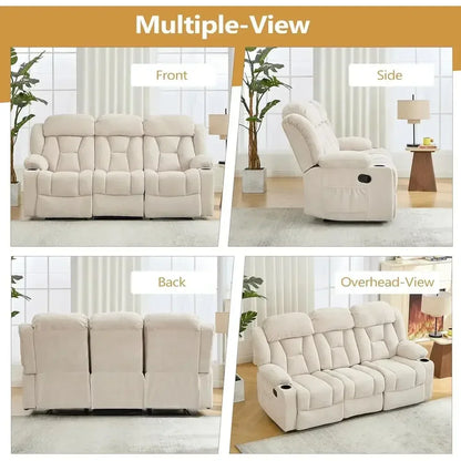 Chenille Reclining 3-Seat Sofa