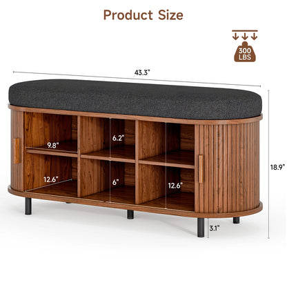 3-Tier Shoe Storage Bench with Cushion