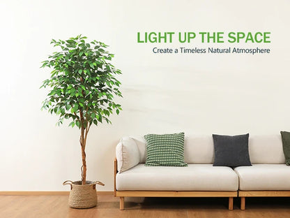 Artificial Ficus Tree | Fake Potted Plant with Natural Wood Trunk