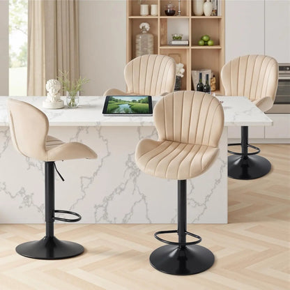 Swivel Fabric Bar Stools, Set of 4