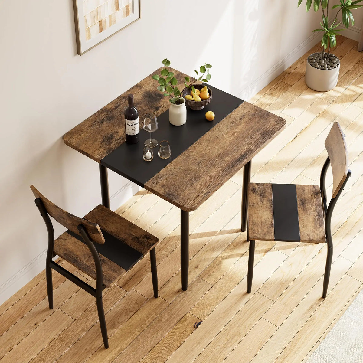 3-Piece Dining Table Set for 2, Two-Tone