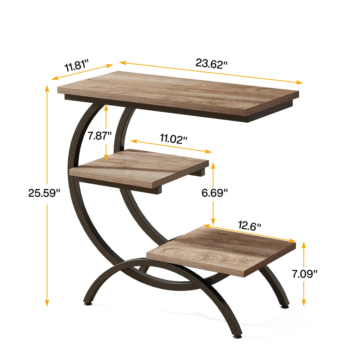 Tribesigns C-Shaped Industrial End Table
