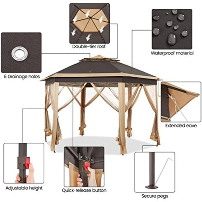 13x13 Pop Up Gazebo, Double-Tier
