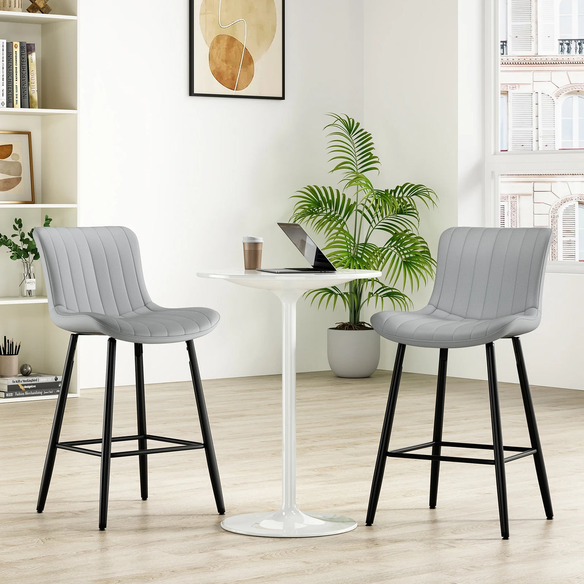 Faux Leather Counter Stools, Set of 2