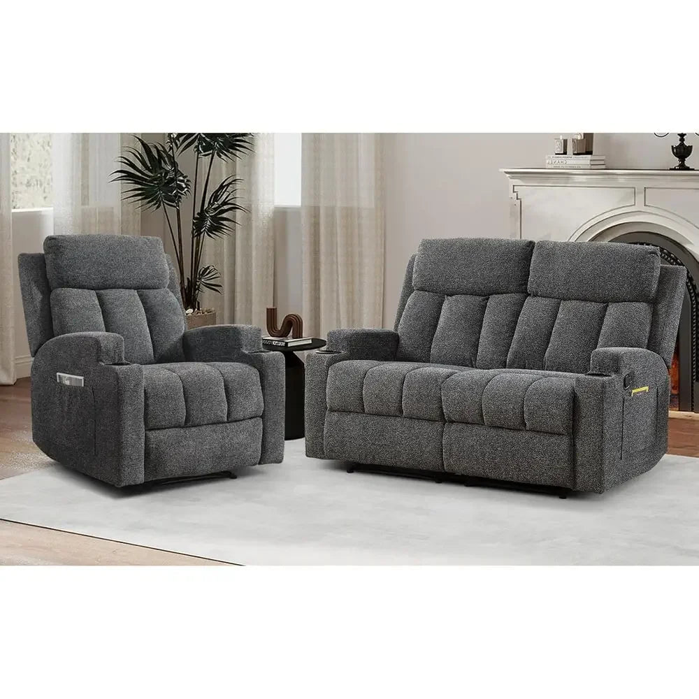 Manual Recliner Sofa & Loveseat Set