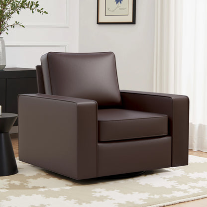 KERDOM 360° Swivel Accent Chair, PU Leather