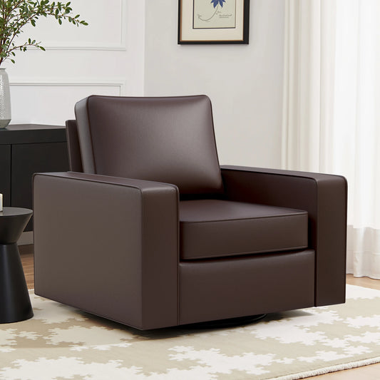 KERDOM 360° Swivel Accent Chair, PU Leather