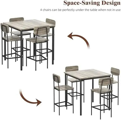 5-Piece Industrial Dining Table Set