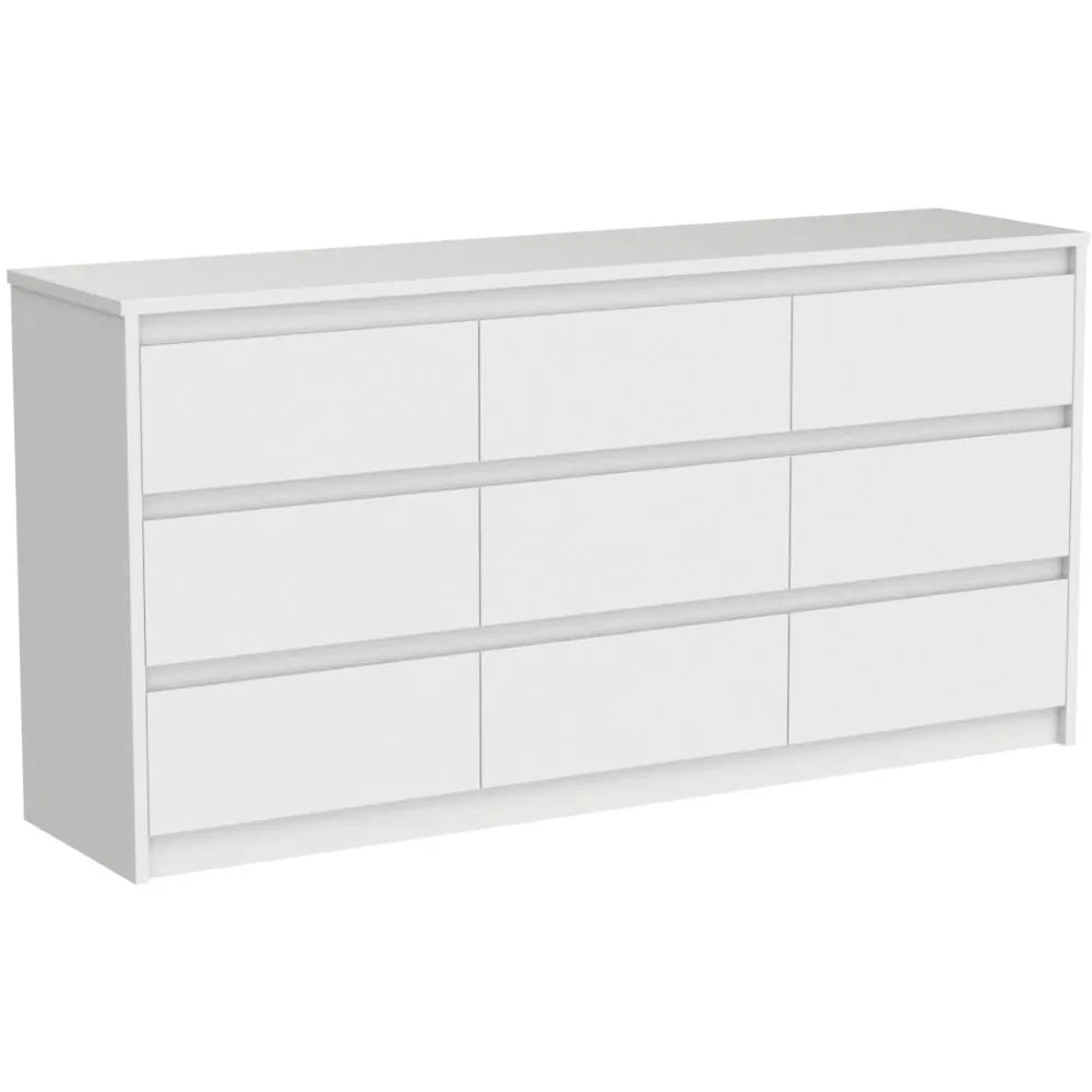 White 9-Drawer Long Dresser