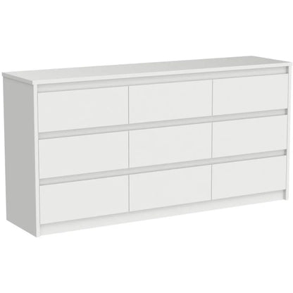 White 9-Drawer Long Dresser