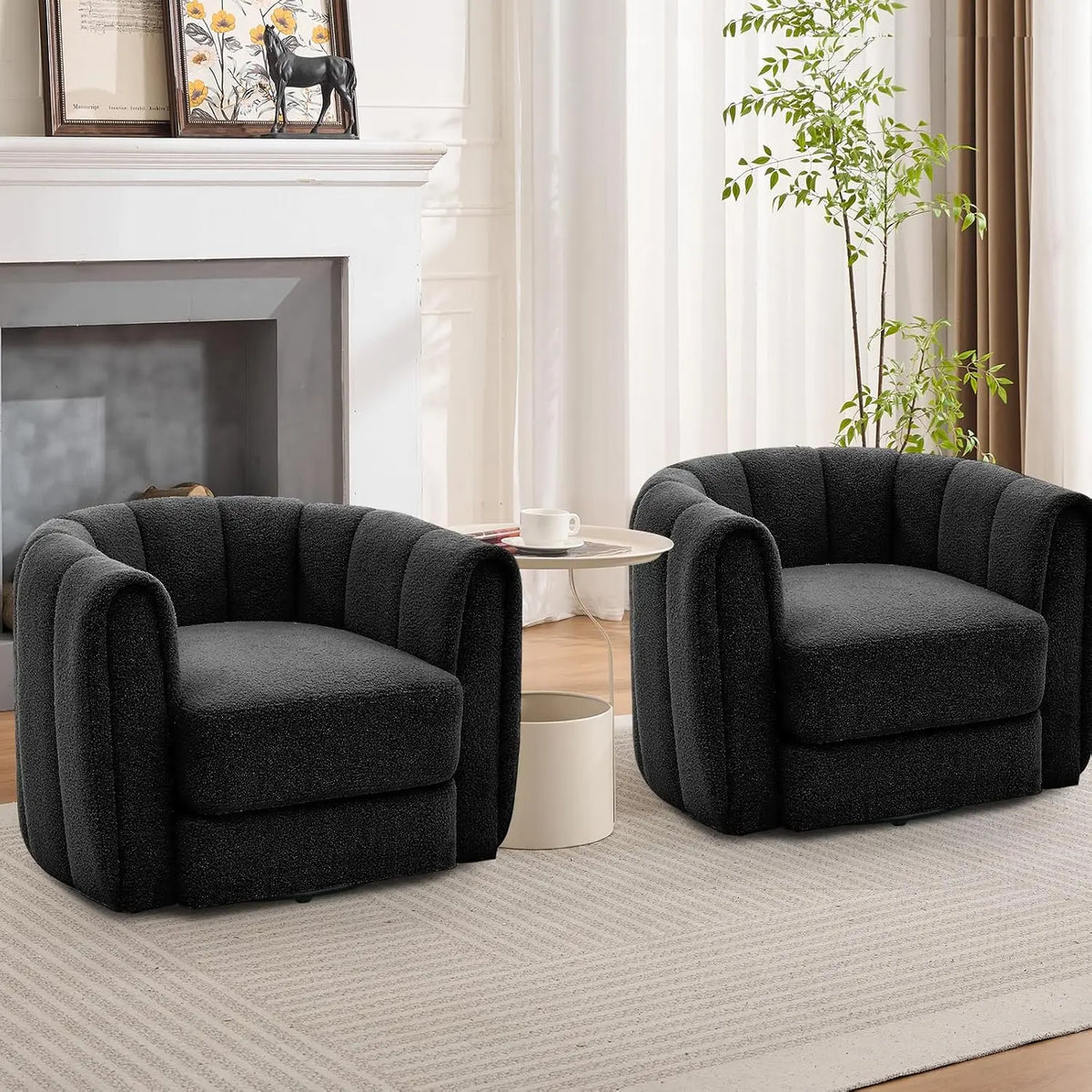 Garvee Velvet Swivel Barrel Accent Chair