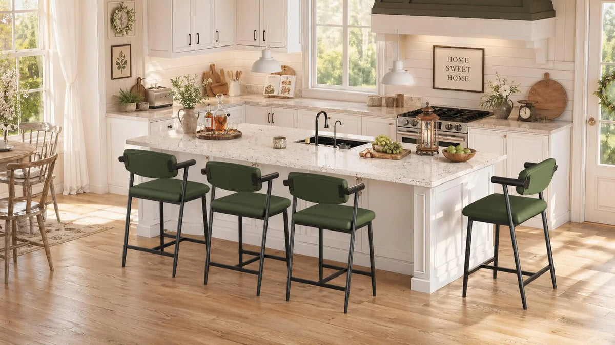 Bar Stools with Arms & Footrest, Set of 2