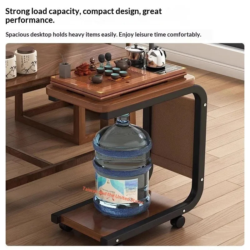 Mobile Coffee Side Table, Height Adjustable