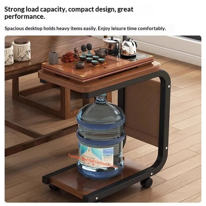 Mobile Coffee Side Table, Height Adjustable