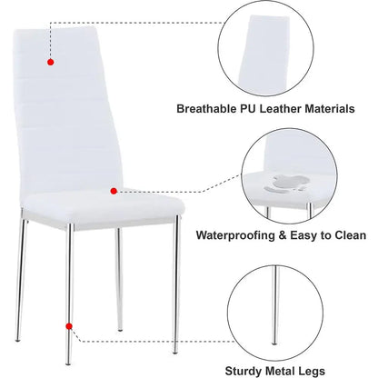 5-Piece Glass Dining Table Set for 4