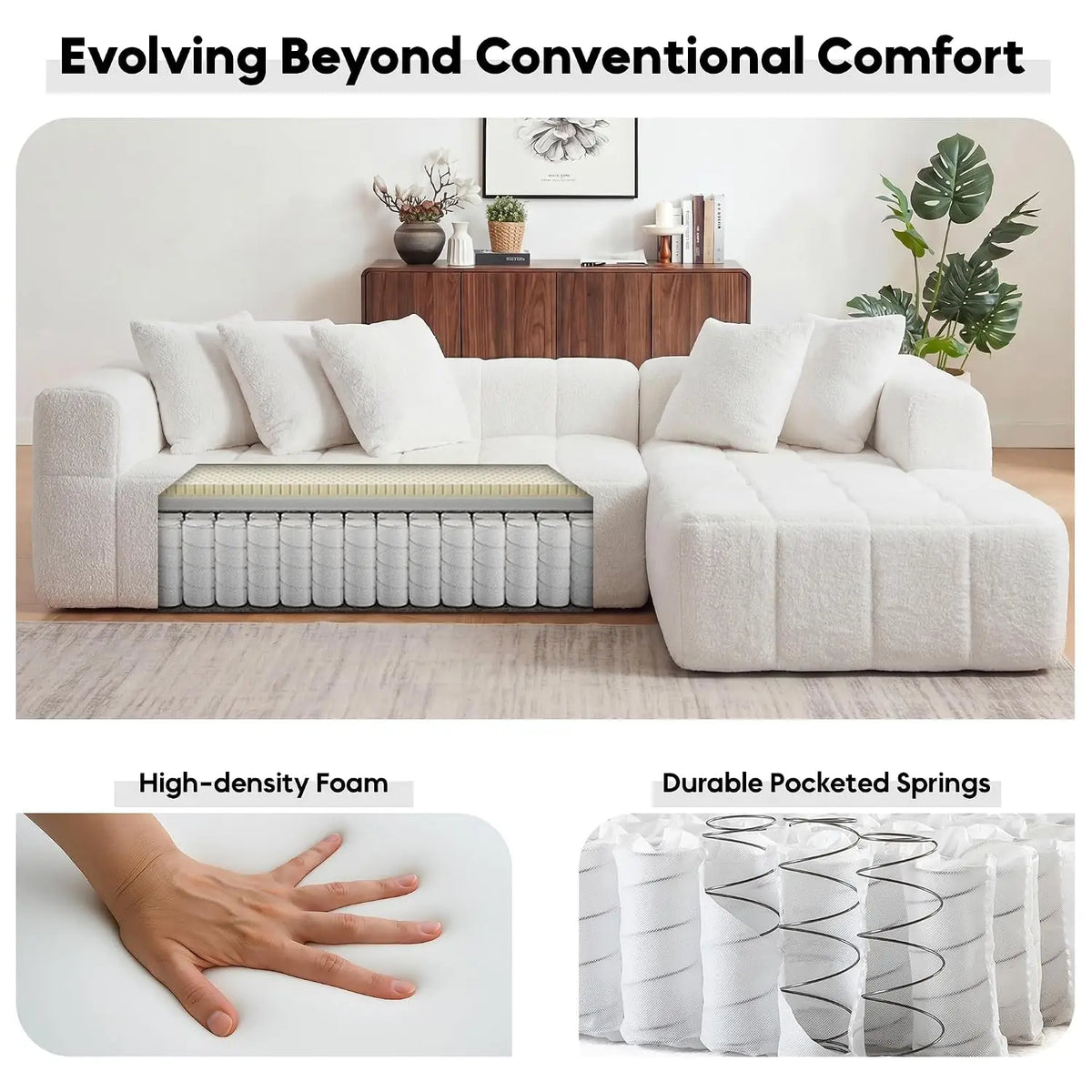 107.9" L-Shaped Boneless Cloud Sofa