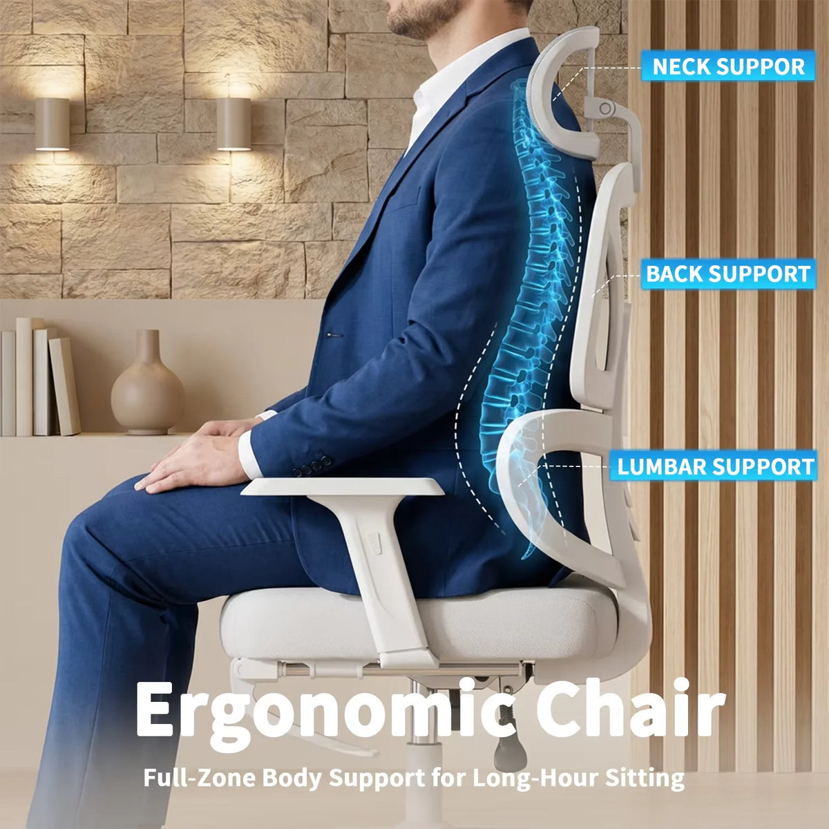 FRODROVIA Mesh Office Chair with Footrest