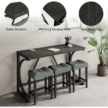Counter Height Bar Table Set with Stools