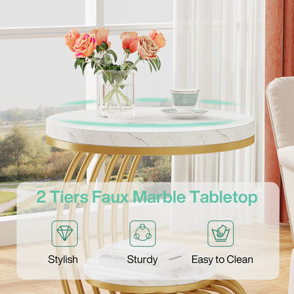 Tribesigns Round End Table, Faux Marble