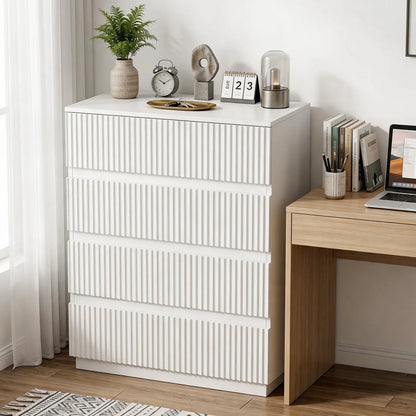 White Fluted 4-Drawer Dresser