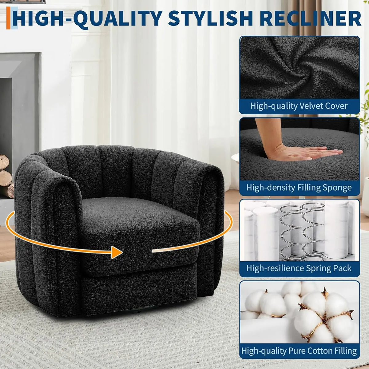 Garvee Velvet Swivel Barrel Accent Chair