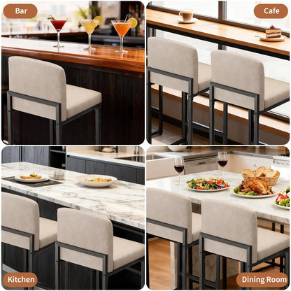 Faux Leather Counter Height Bar Stools, Set of 2