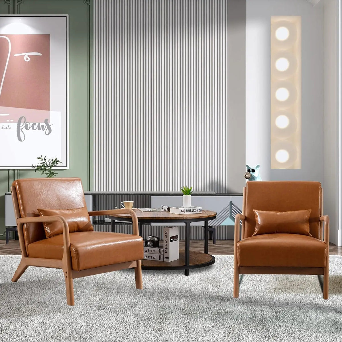 Mid-Century Accent Chair with Wood Frame