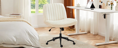 JHK Armless Swivel Office Chair, PU Leather