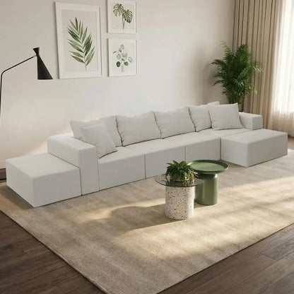 170in Cloud Chenille L-Shaped Sofa (Beige)