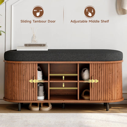 3-Tier Shoe Storage Bench with Cushion