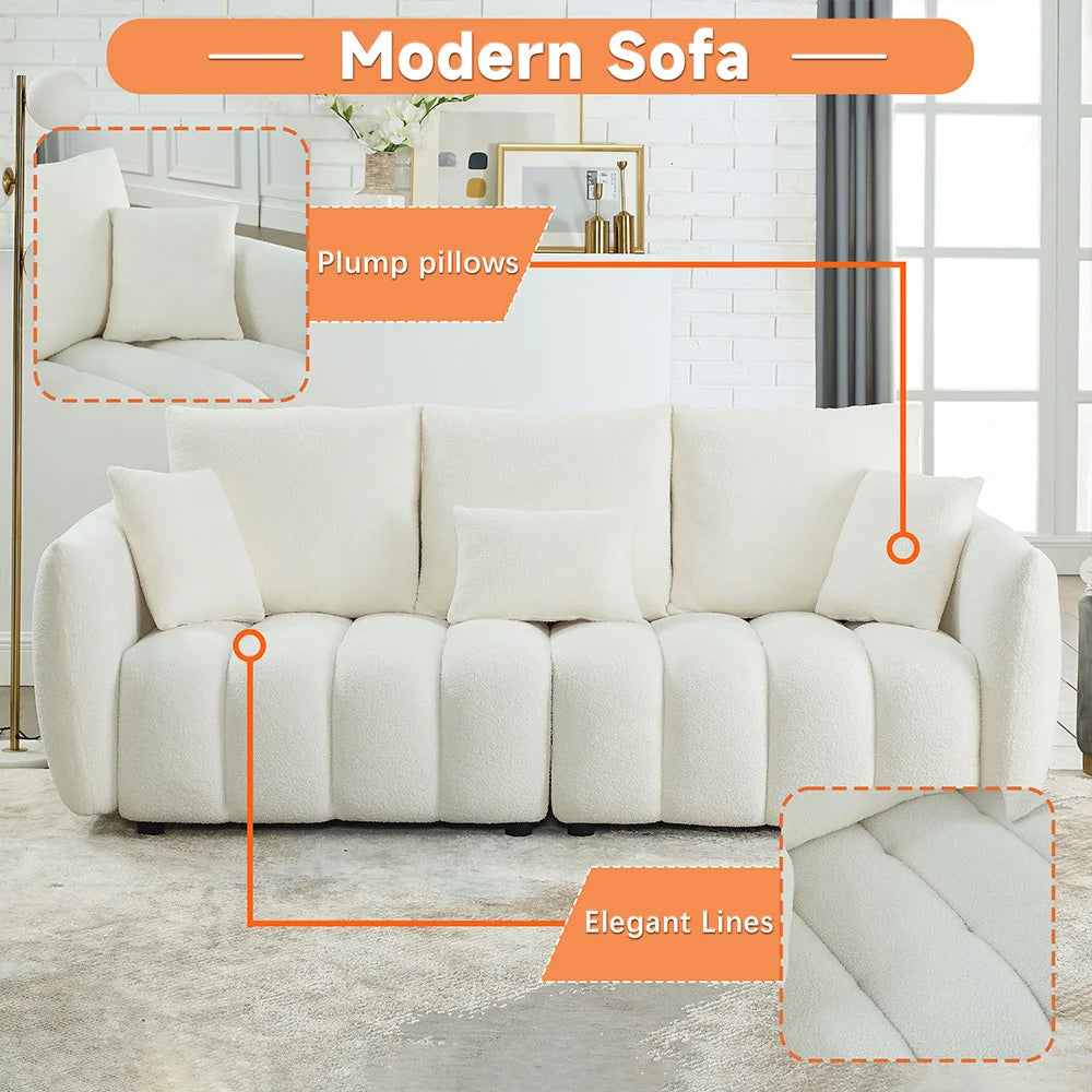 79.5in Teddy Fabric 3-Seater Sofa