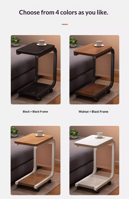 Mobile Coffee Side Table, Height Adjustable