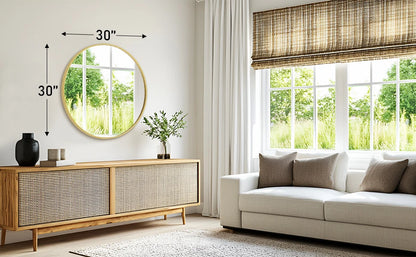 JHK Round Metal Framed Wall Mirror