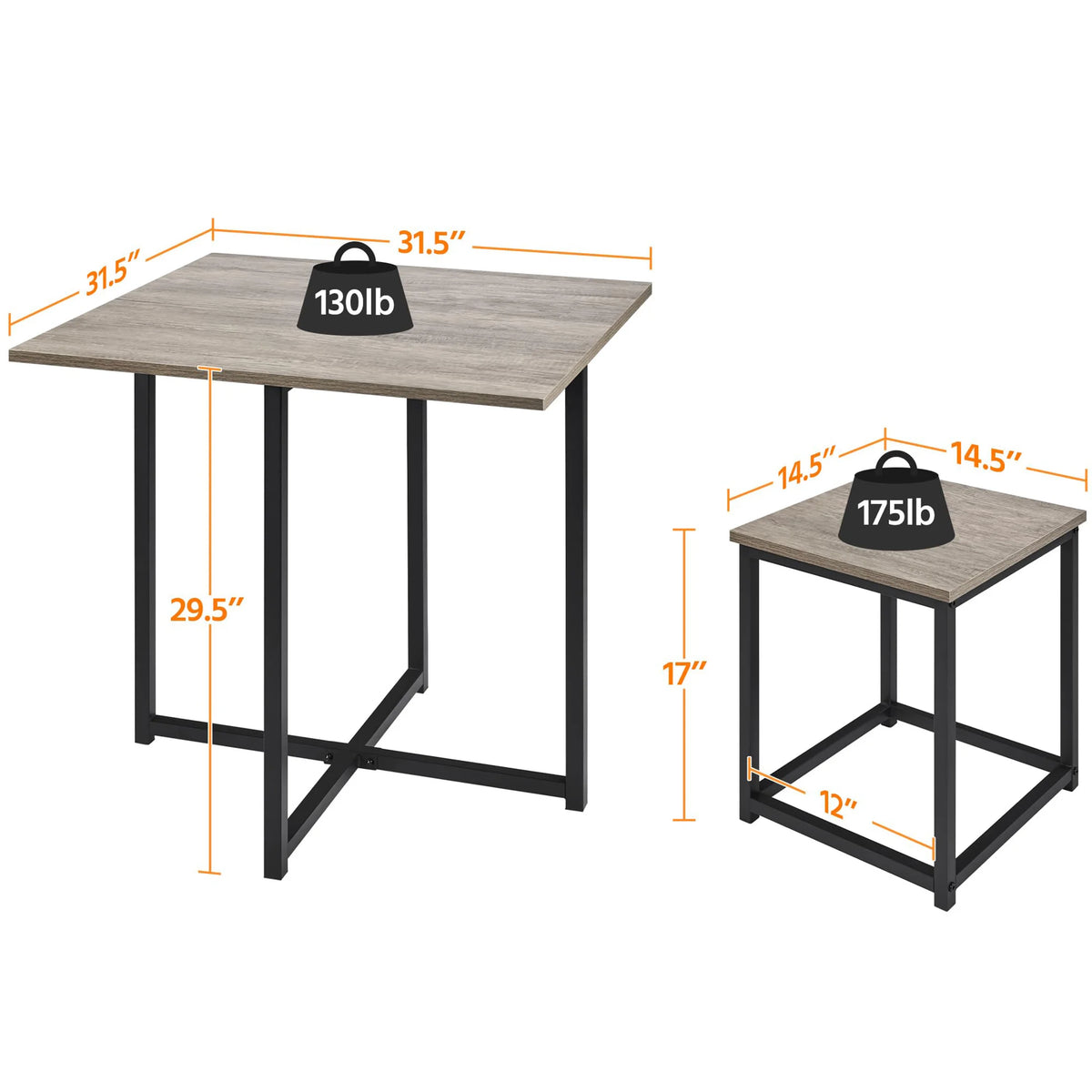 5-Piece Kitchen Table Set with Stools, Gray