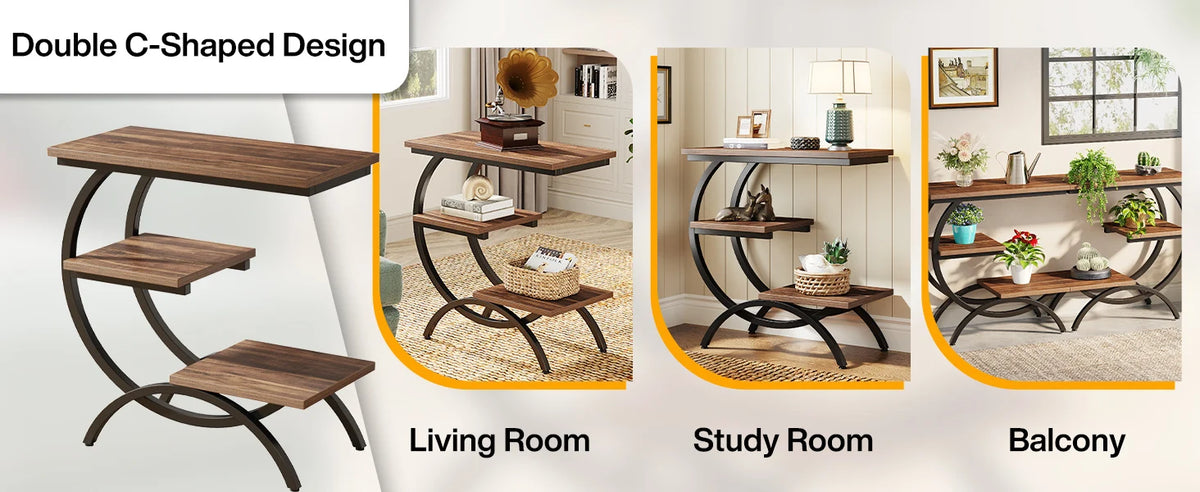 Tribesigns C-Shaped Industrial End Table