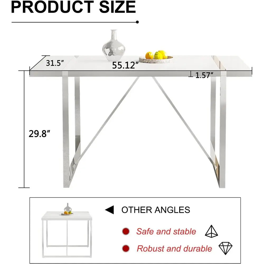 White Dining Table Set for 4, 55"