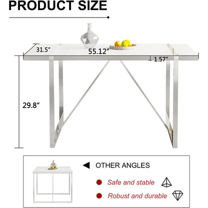 White Dining Table Set for 4, 55"