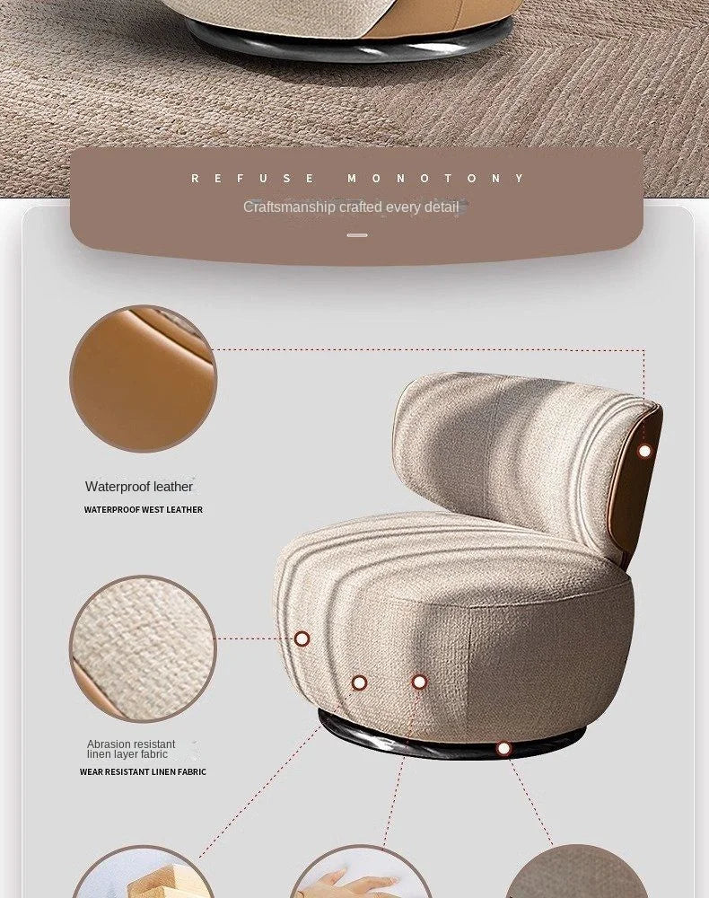 Single Swivel Accent Chair – Fabric, Cushioned, Wood Frame