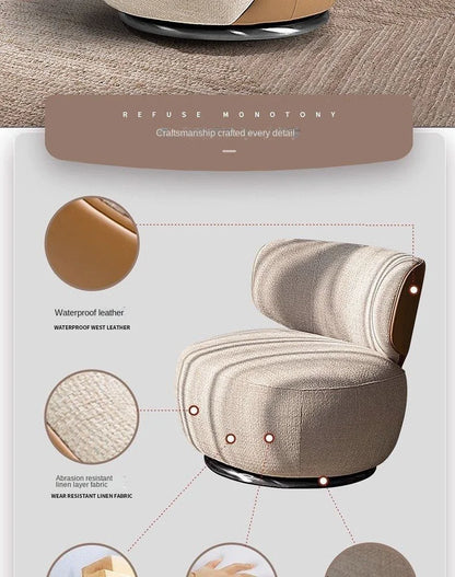 Single Swivel Accent Chair – Fabric, Cushioned, Wood Frame