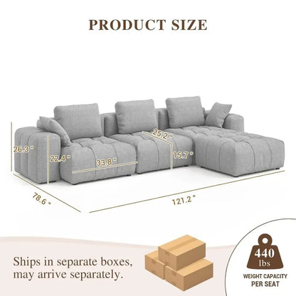 121" Modular Cloud Sofa, Deep Seat