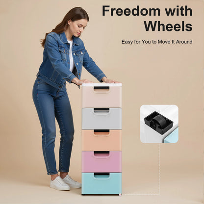5-Drawer Plastic Storage Dresser Tower