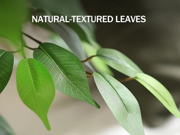 Artificial Ficus Tree | Fake Potted Plant with Natural Wood Trunk