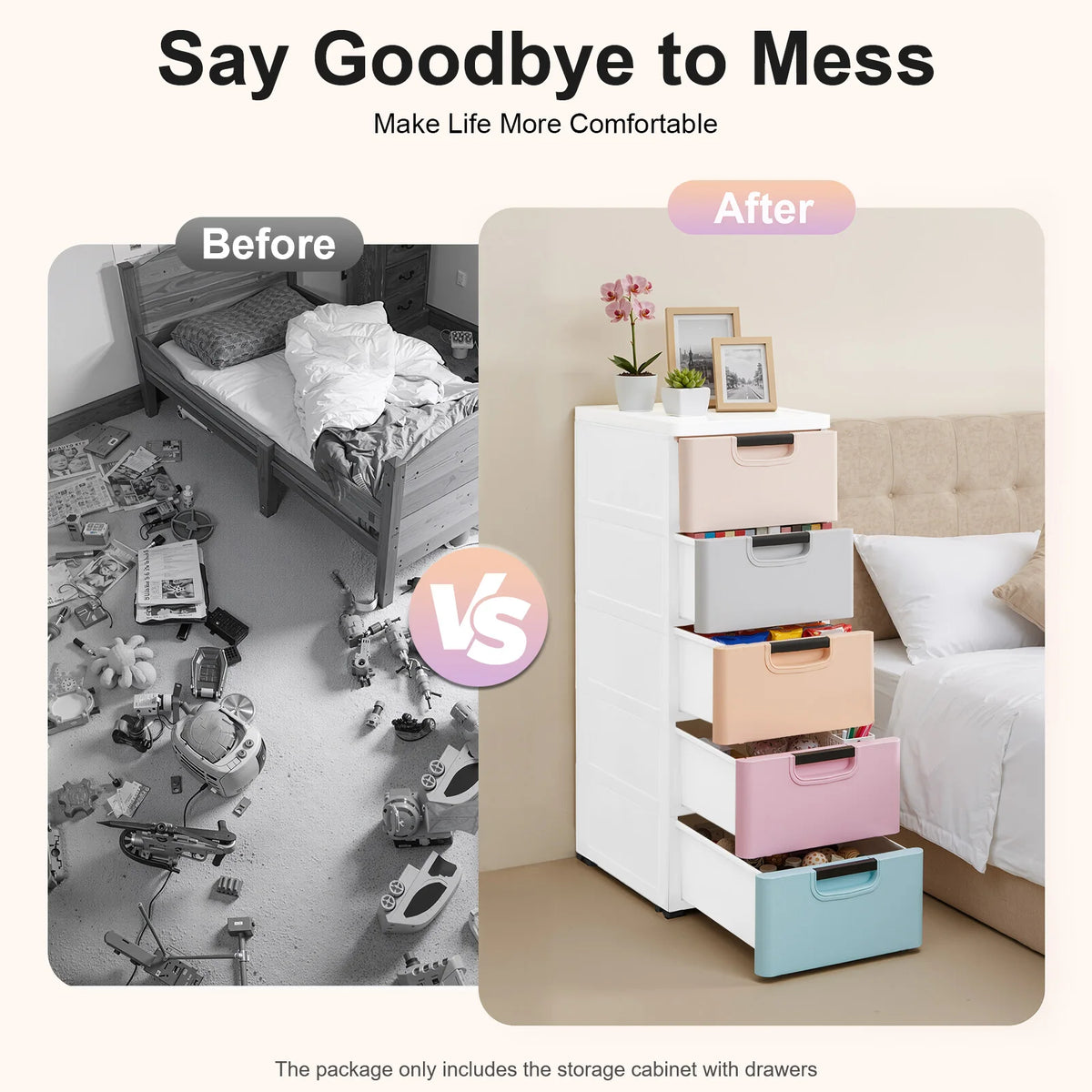 5-Drawer Plastic Storage Dresser Tower