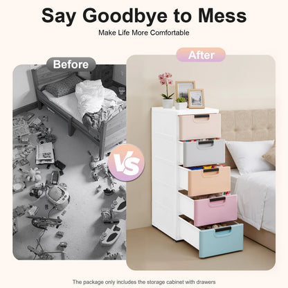 5-Drawer Plastic Storage Dresser Tower