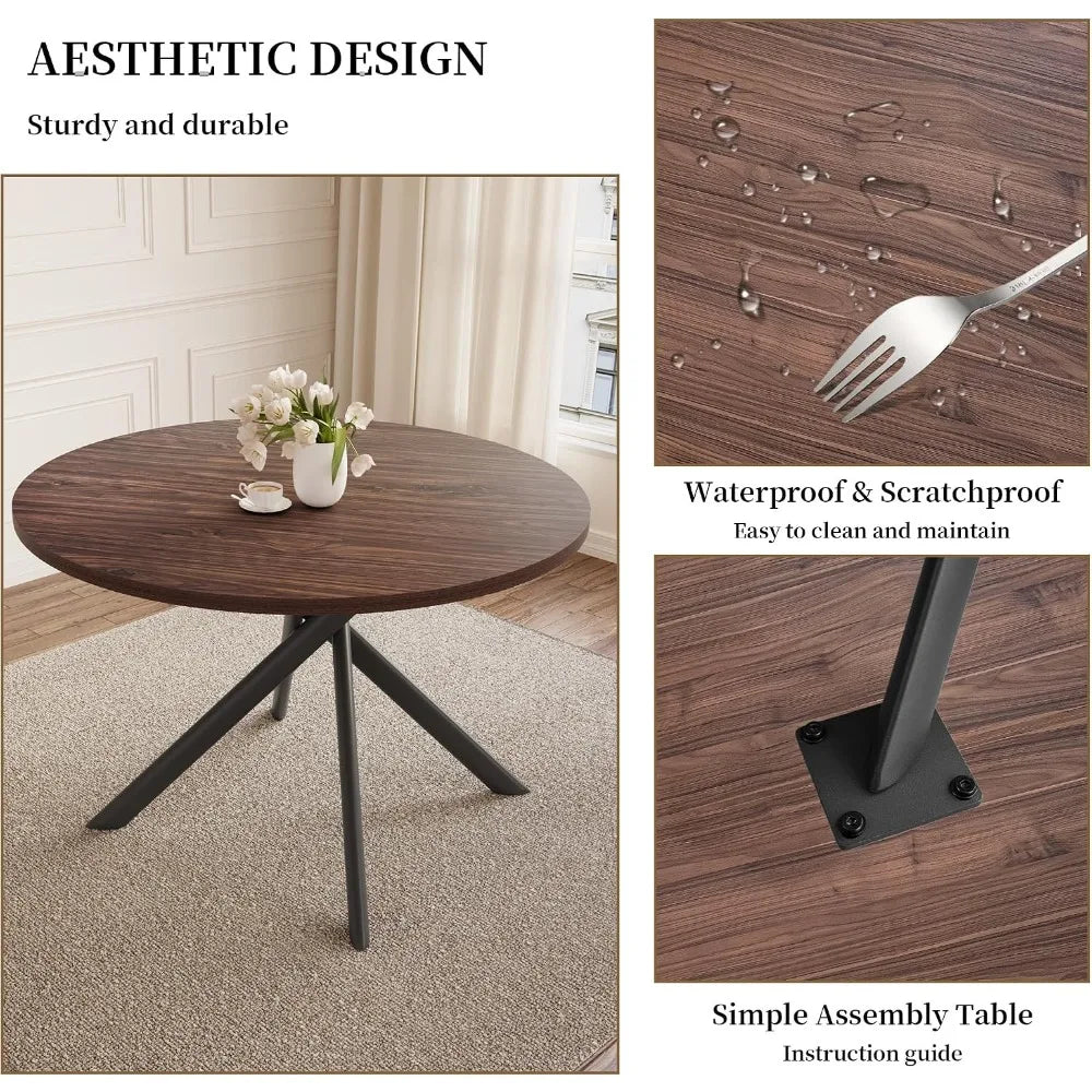 45.3" Round Dining Table Set for 4