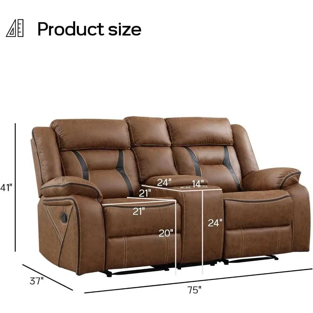 Faux Leather Reclining Loveseat, Brown
